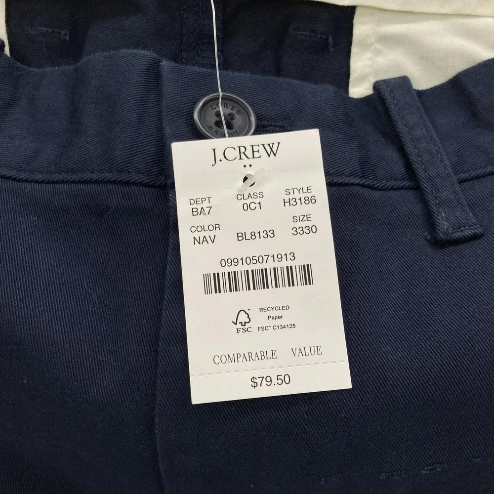 J.Crew Flex Pants Mens 34x32 Straight Fit Blue Stretch Preppy Chino Casual READ